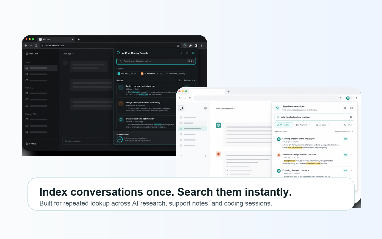 ChatGPT History Search: See indexing progress