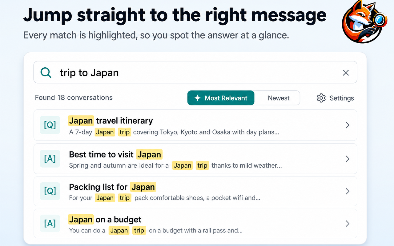 ChatGPT History Search: Jump straight to the matching chat
