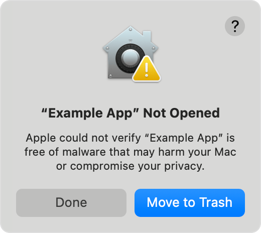 macOS block dialog when launching WindSpace for the first time